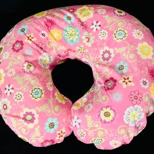 BOPPY LUXE Nursing Pillow and Positioner with Pink Floral Print Pillow Cover